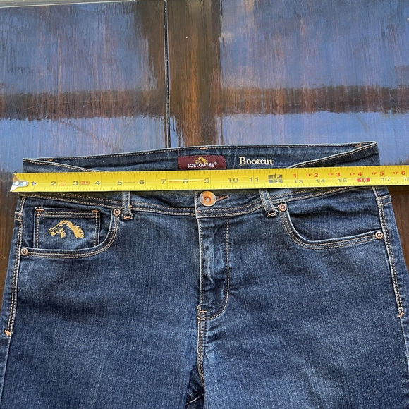 Jordache Bootcut Jeans Women Size 12 Dark Wash Denim Cotton Stretch Mid Rise Y2K - Picture 9 of 15